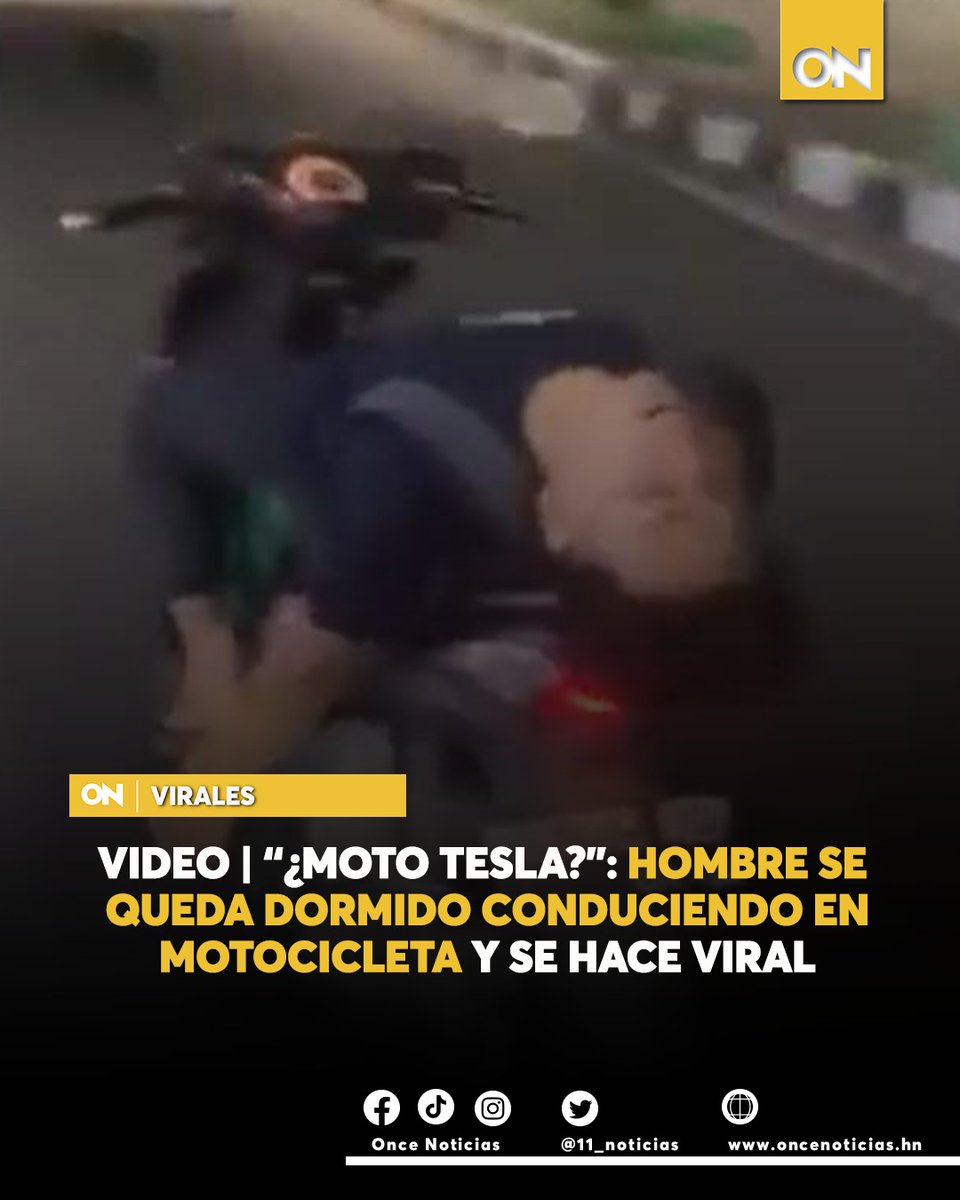 11_Noticias's tweet photo. #VIRALES 🟡 | Se viralizó un video en redes sociales de un hombre que va abordo de una motocicleta en la noche y se quedó dormido mientras el vehículo avanzaba solo.
Mira el momento aquí:
https://t.co/LR9X3ewrf1
#Hombre #Dormido #Conduciendo https://t.co/Ciq0SR5YSg