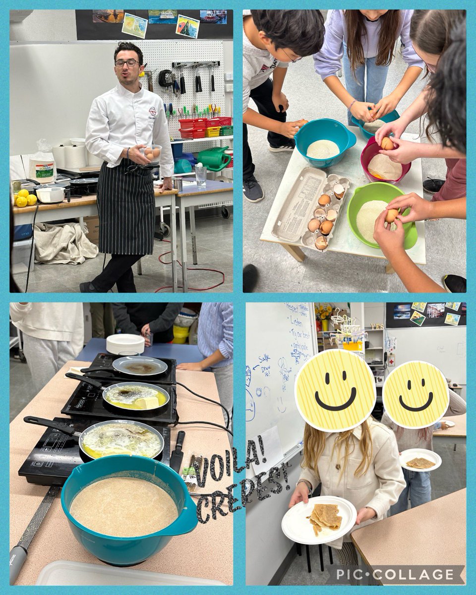 Div. 1-4 made crepes today! Thank you Chef Kevin from Les Petits Chef! #francais #adst <a href="/burnabyschools/">Burnaby Schools</a> <a href="/KathrynYamamoto/">Kathryn Yamamoto</a>