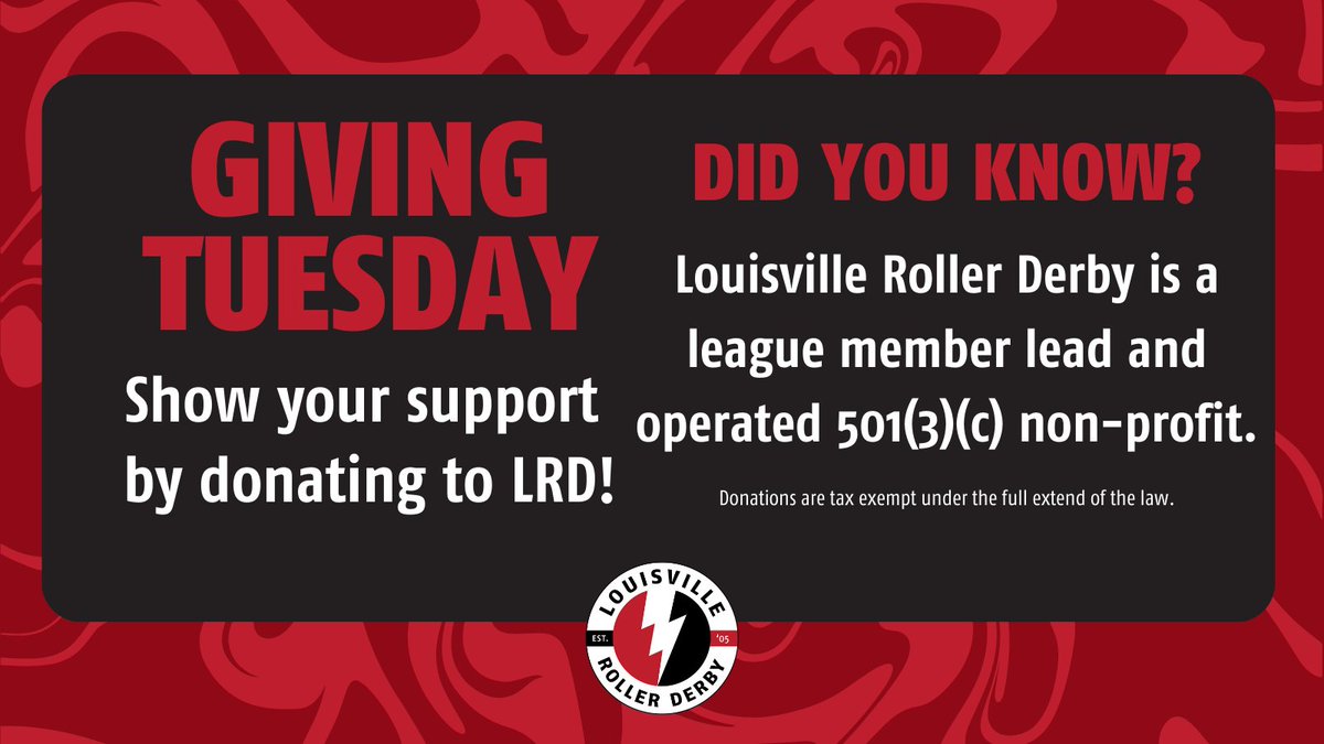 LouRollerDerby's tweet photo. Donate:
https://t.co/dFhetUkUQn
Venmo @LRD502
#WhoAreWe #LRD #WeAreLRD #GivingTuesday #SupportRollerDerby #GiveBack #NonProfit #LouisvilleRollerDerby #RollerDerby #LouisvillesOtherDerby #LouisvilleSports #Louisville #Kentucky #Kentuckiana #SouthernIndiana #Indiana #LRDStrong https://t.co/YyN4DdeS2O