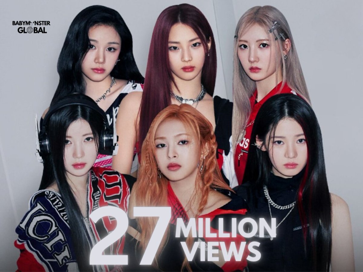 BABYMONGLOBAL's tweet photo. #BATTER_UP surpassed 27,000,000 views on YouTube and still trending at #1 on YouTube Worldwide and numerous countries🌍

@YGBABYMONSTER_ #BABYMONSTER https://t.co/6t8jE2X7j7