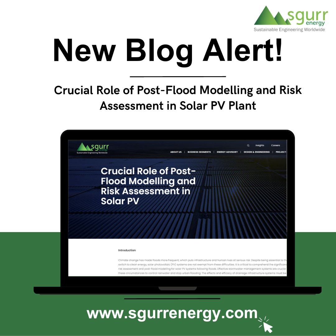 SgurrEnergy's tweet photo. #SgurrEnergy Blog: Crucial Role of Post-Flood Modelling and Risk Assessment in Solar PV

Read the full blog here: https://t.co/tDxppVfwZK and share your thoughts!

#SolarPV #ClimateChange #RenewableEnergy #RiskAssessment #HydraulicModelling #Sustainability #LinkedInBlog https://t.co/37XhMak5tM