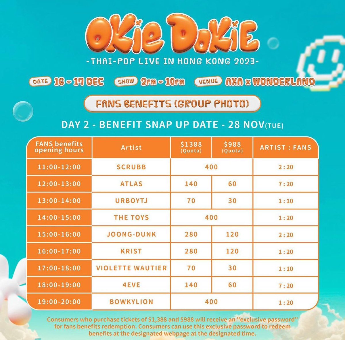 Me_Oilly's tweet photo. OKIE DOKIE THAI-POP LIVE IN HONG KONG 2023
WTS : 17/12 one-day ticket with Exclusive fans benefits (group photo) with ATLAS 🔥 *** ( x 7 ticket)
Ticket Price (standing) 888$ 🔥
Dm 📩
#joongdunk #4EVE #krist #urboytj #thaipop #atlas #scrubb #ATLAS_TH #ATLASth #Yiuwing #耀榮文化
#AXAxWonderland #ThaiPop #MusicFest