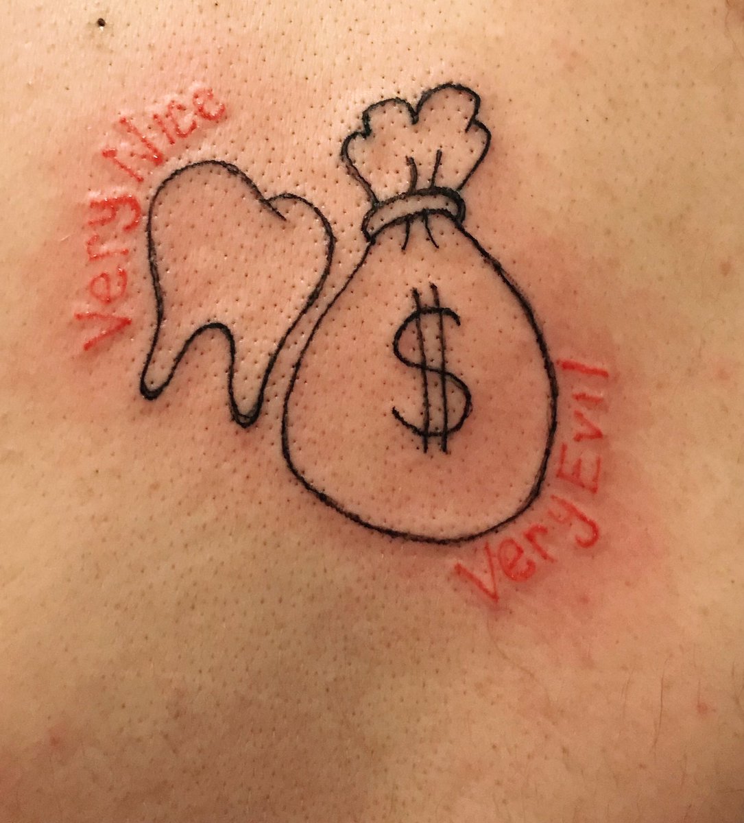 New ink. #danhausen #AEW #teeth #money #veryniceveryevil @DanhausenAD @AEW