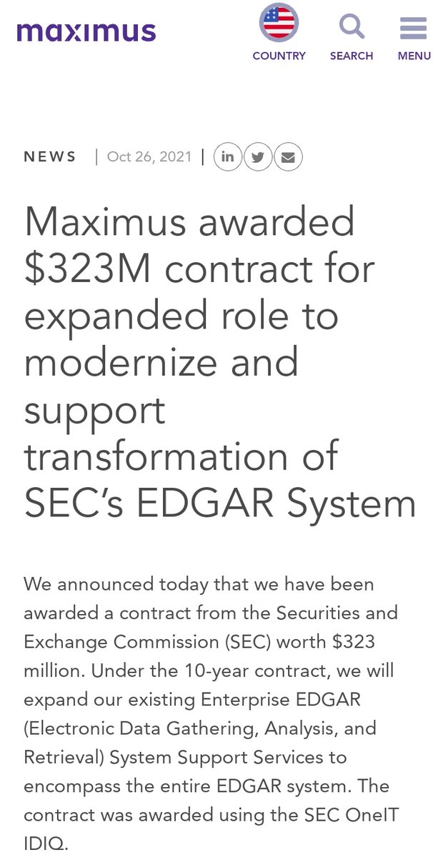 Was #MaximusInc given the #SEC contract to backtrack and hide their own filings  ? 
#ClintonCrimeFamily ?
#Obama 
#DOJ ?
#BushCrimeFamily  ? 
#BidenRegime  ? 

Moreover  , why the massive contracts for the  : 
#IRS ?
#StudentLoans ?
#DeptOfDefense ? 
#CDCInfo / #VaxxDatabase ?