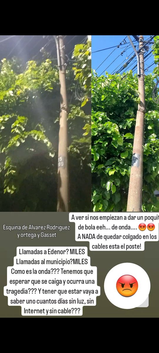 Micadharma2's tweet photo. MILES DE RECLAMOS POR ESTE POSTE QUEBRADO! que hay que esperar, una tragedia para que nos de bola alguien????? https://t.co/4udXaRp0dx