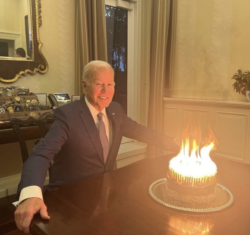 President Biden is celebrating his 81st birthday.

That cake is America right now.