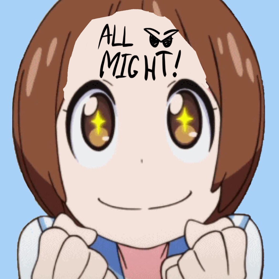 Two different quotation marks?! Her power is only growing, he has to oblige the request…!

In what looks like a single stroke, his autograph is inscribed across her forehead!

“Anything for such a devoted fan! ☆”