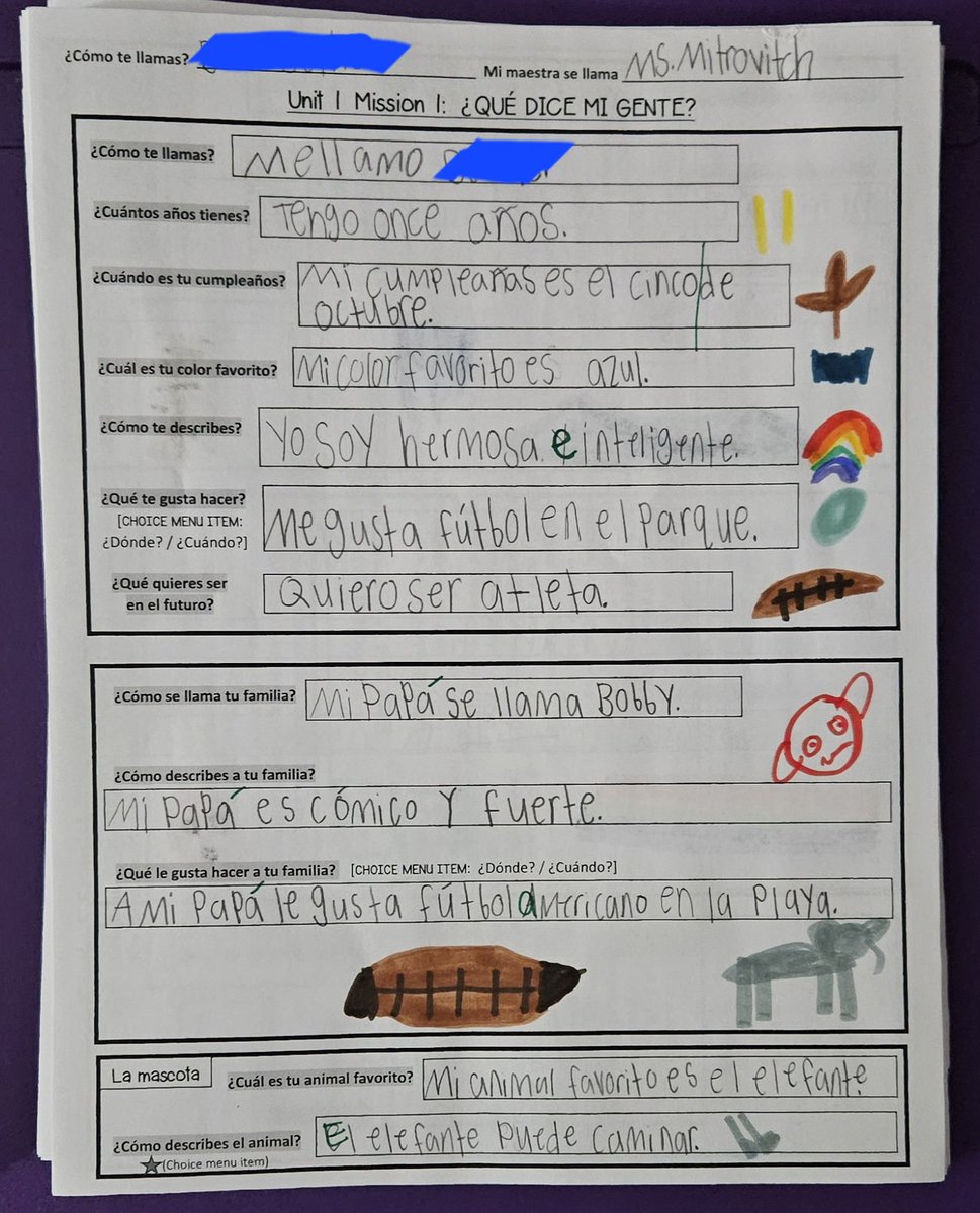 SraChupnick's tweet photo. Gr5 students @LyonsMill "applied" to be on "¿Qué Dice Mi Gente", the Spanish version of "Family Feud" &amp; used their writing skills. 
@BCPS_Passport @OWLteamBCPS @bcpstv @MyriamYarbrough @BCPS_ELA #MarylandSealOfBiliteracy #CollegeAndCareerReady #LanguageIsLiteracy https://t.co/O0t9BbPbFO
