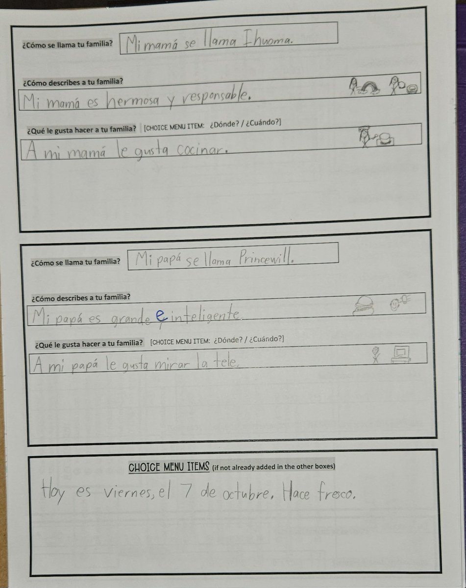 SraChupnick's tweet photo. Gr5 students @ChatsworthSch "applied" to be on "¿Qué Dice Mi Gente", the Spanish version of "Family Feud" &amp; used their writing skills. 
@BCPS_Passport @OWLteamBCPS @bcpstv @MyriamYarbrough @BCPS_ELA #MarylandSealOfBiliteracy #CollegeAndCareerReady #LanguageIsLiteracy https://t.co/ACDYurIwKk