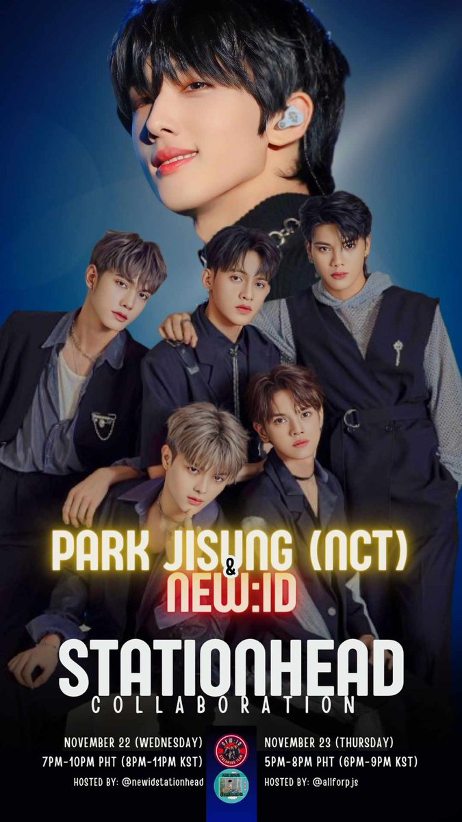 NEWIDStream's tweet photo. 2-day @STATIONHEAD collab is on our way, New:ID fam and Asteroids!

📆 Nov. 22 
⌚7pm-10pm PHT(8pm-11pm KST) 
🔗 https://t.co/LAtSIXnjdw…

📆Nov. 23 
⌚5pm-8pm PHT (6pm-9pm KST) 
🔗  https://t.co/0LZ9Up9txU

@JISUNGSTREAM
@newidofc

#JISUNGxNEW_ID
#NEW_ID #JISUNG #NCT지성 https://t.co/ZEmeo7J7yG
