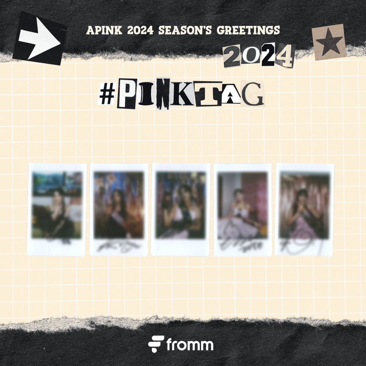 Apink 2024 Season’s Greetings [#PINKTAG] PHOTO EVENT✨

🔗bitly.ws/ZUUy

🎟미공개 포토카드 5종 중 1종 (볼하트 Ver.) 랜덤 증정
🎟30명 사인 폴라로이드 랜덤 증정

📆~ 11.24 23:59 (KST)

#Apink #에이핑크 #PINKTAG
@Apink_2011