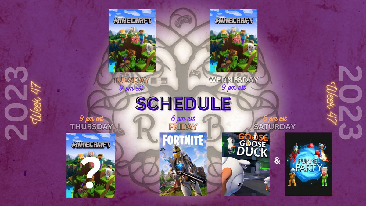 RaibuPlays's tweet photo. This week is turkey week so I am not sure if I will be streaming on Thursday but "We'll See" 

#twitchstreamer #blackgamer #english #german #armyveteran #minecraft #fortnite #amongus #goosegooseduckgame #lurkerfriendly #twitchaffiliate #streaming #streamer #rtsmallstreams https://t.co/p9rHRkEjVn