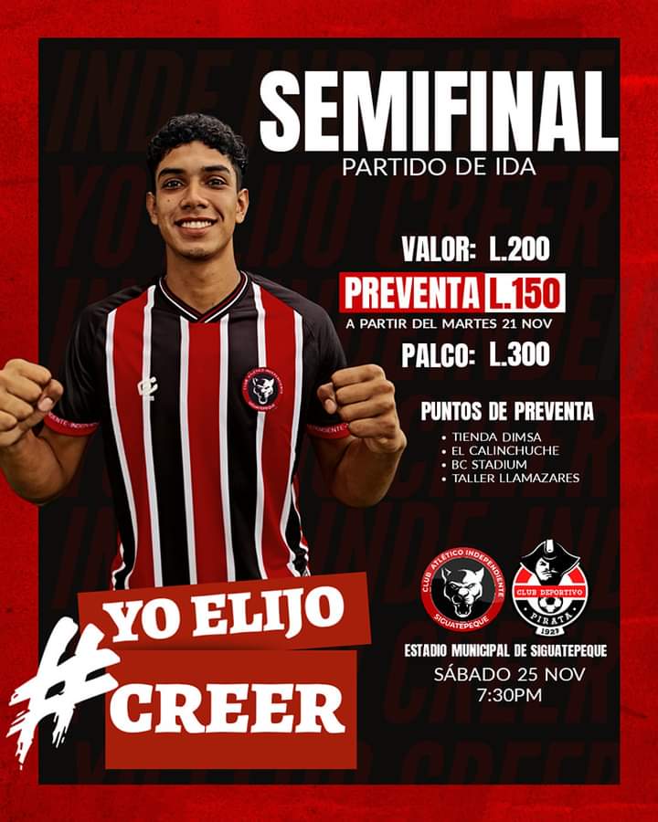 Club Atletico Independiente Siguatepeque - Este sábado jugamos la ultima  jornada de las vueltas regulares y vamos por el primer lugar del grupo  🇾🇪❤️🖤 Vamos por esos 3️⃣ puntos Este sábado es