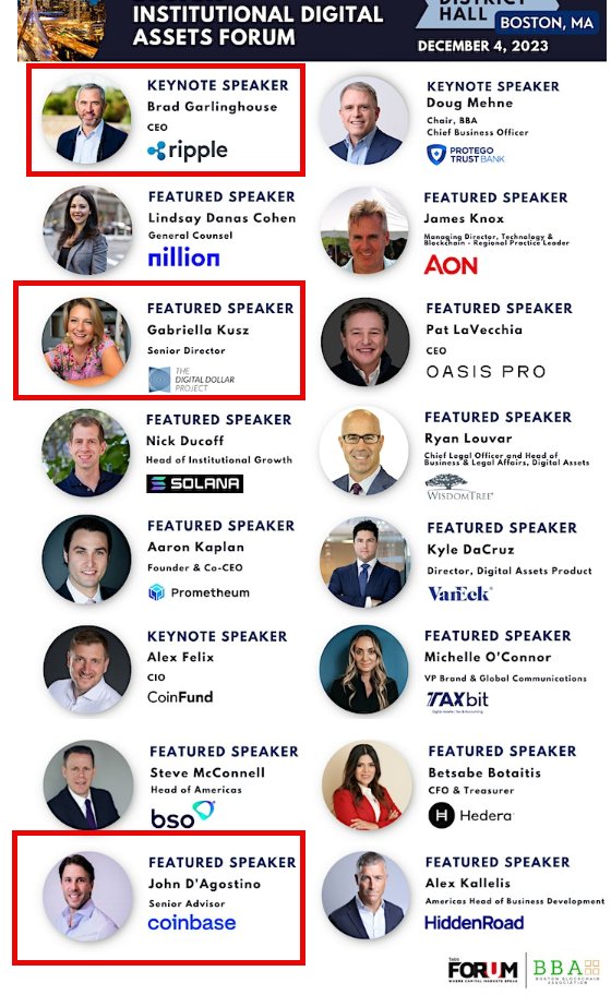 flipthechain's tweet image. 🚨🚨#Ripple - #BradGarlinghouse, #DigitalDollarProject - Gabriella Kusz and #Coinbase - John D Agostino in the same conference on 4th December at Boston Institutional Digital Assets Forum to discuss the Regulatory Landscape - Will the US get left behind in the race?