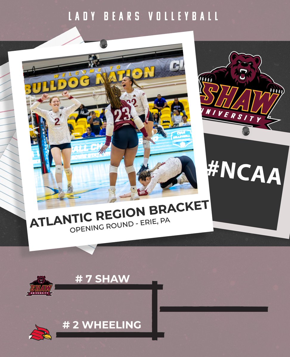 ShawBears's tweet photo. WE'RE IN!!! The Lady Bears are heading to the NCAA Tournament for the first time since 2018. 

Shaw will face Wheeling in Erie, PA on Nov. 30.  More info to come.
#WhateverItTakes | #ShawU https://t.co/WV0ht6X844