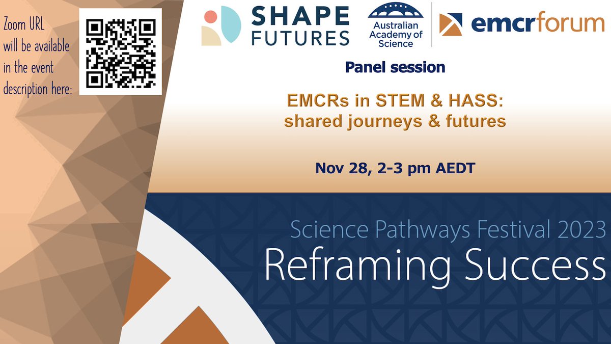 📢📢 #EMCRs in #HASS & #STEM! @EmcrShape is partnering with us to deliver a panel session about shared journeys & futures of our two very different, very similar, equally awesome communities. Don't miss out, be part of this conversation & join us (free) on Nov 28, 2-3 pm AEDT.