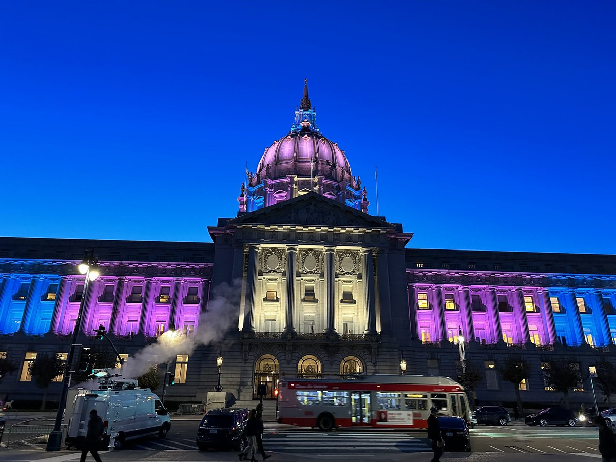 San Francisco City Hall is lit up for Transgender Day of Remembrance — honoring our trans siblings lost to violence. #TDoR2023