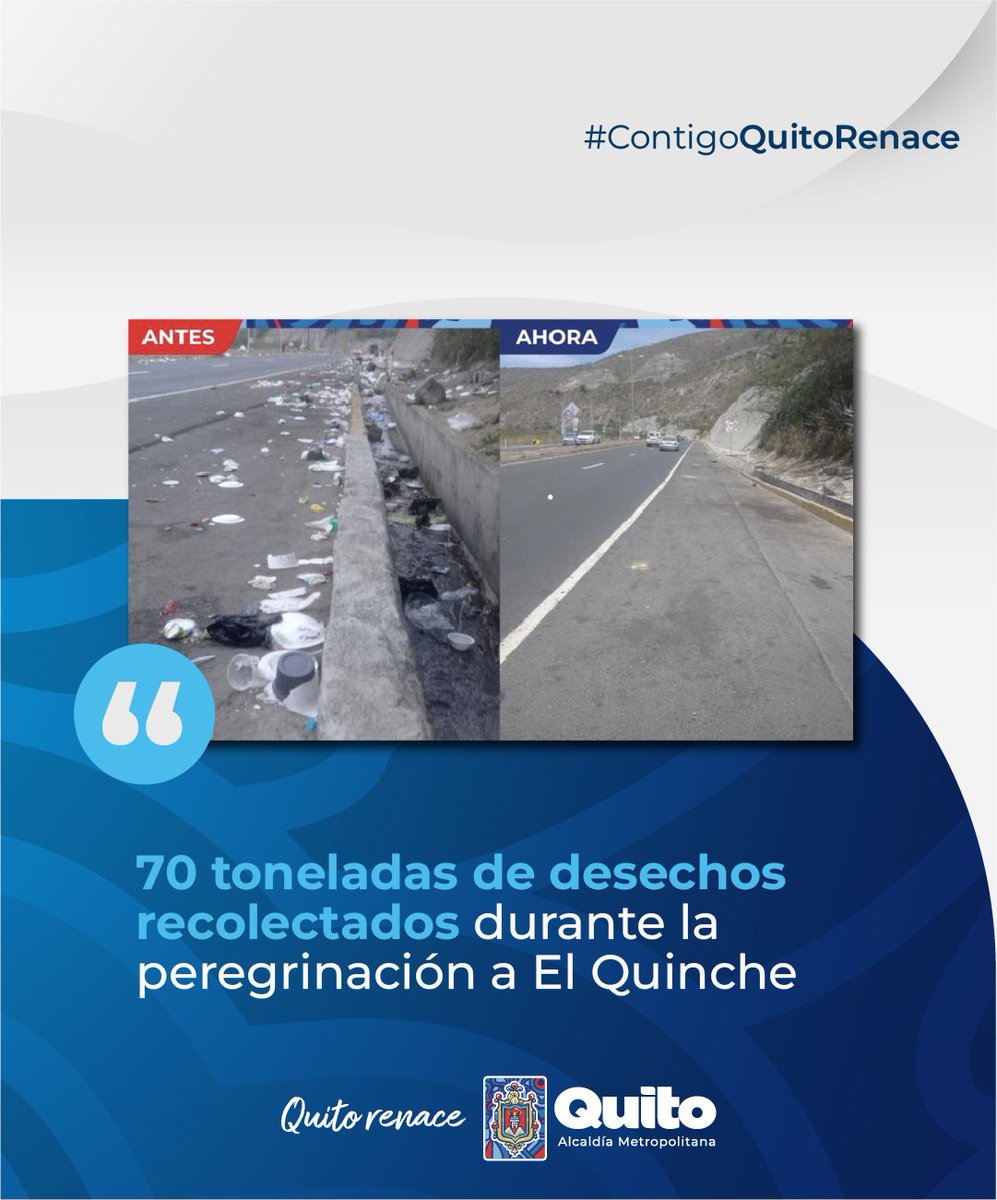 📰 #VirgenDeElQuinche | Un contingente de 200 obreros operativos, junto con la flota vehicular y maquinaria de @EmAseoQuito, se distribuyeron en seis rutas definidas para la peregrinación y varios puntos del parque central de El Quinche. acortar.link/960AiK #QuitoRenace