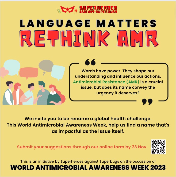 AMR - Antimicrobial Resistance sounds way too technical and/or vague to most non-experts we talk to <a href="/SaSuperbugs/">Superheroes against Superbugs</a>. Ppl are often confused with who becomes resistant to what. Can we think of an alternative name? Fill here by Nov 23:docs.google.com/forms/d/e/1FAI…
#WAAW2023 #StopSuperbugs
