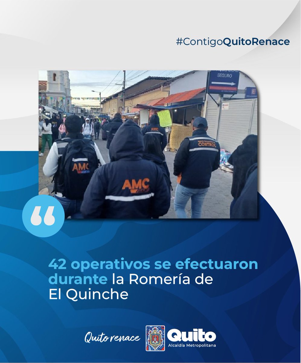 🗞️ #VirgenDeElQuinche| 86 funcionarios de @amcquito, divididos en diferentes equipos de trabajo, estuvieron activos durante los tres días de peregrinación en 42 operativos de control del buen uso del espacio público. Los detalles aquí 👇👇 acortar.link/dYqwHT #QuitoRenace