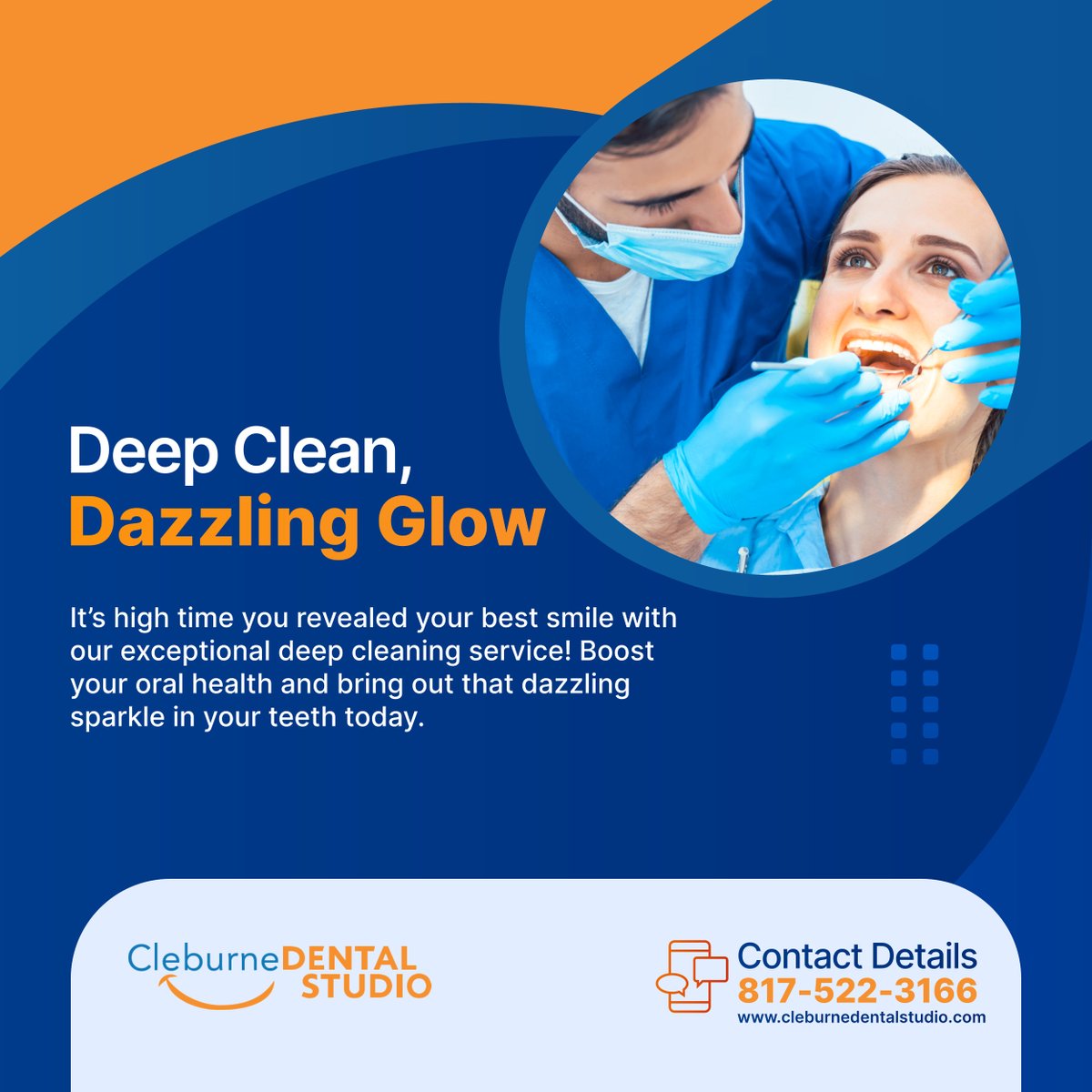 cleburnedntlstd's tweet image. Elevate your smile to new heights with our remarkable deep cleaning service. Enhance oral health and let your teeth shine brighter! Let&apos;s start this journey to brilliance today.

#DentalCare #DeepCleaningService #CleburneTX