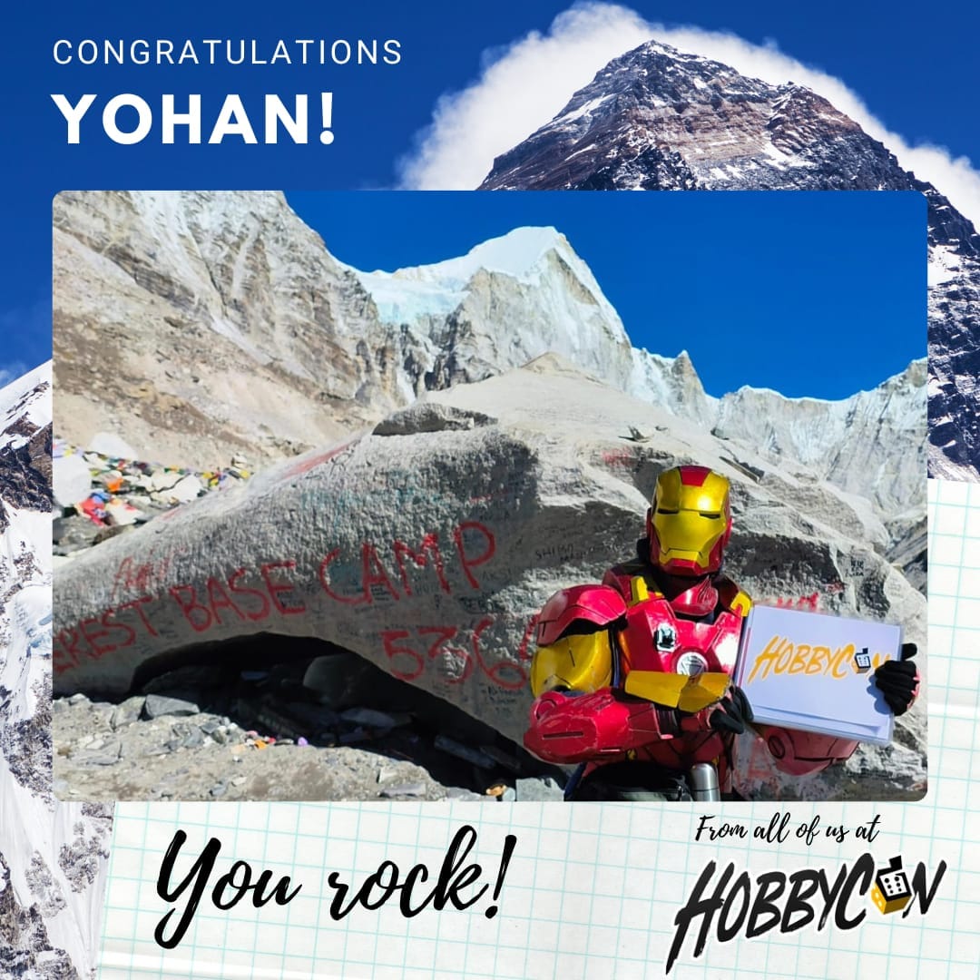 IRONMAN SABAH MISSION COMPLETE! Yohan Charles Jayasuriya has reached Everest Basecamp as per his mission! 

We believe this makes him the 1st Cosplayer to climb all the way EBC in cosplay attire &amp; deserving of all the praise for all the hard work + challenges! #inspiration