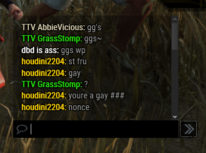 grassstomp's tweet photo. After a pretty fair match, we were greeted with homophobia and straight up verbal abuse from the killer who got a 2K. This is not okay.

This is only one example of many that I've encountered myself, and it seems to be unfortunately frequent.

@DeadbyDaylight #DBD #DeadByDaylight https://t.co/3AV9pJJhOf