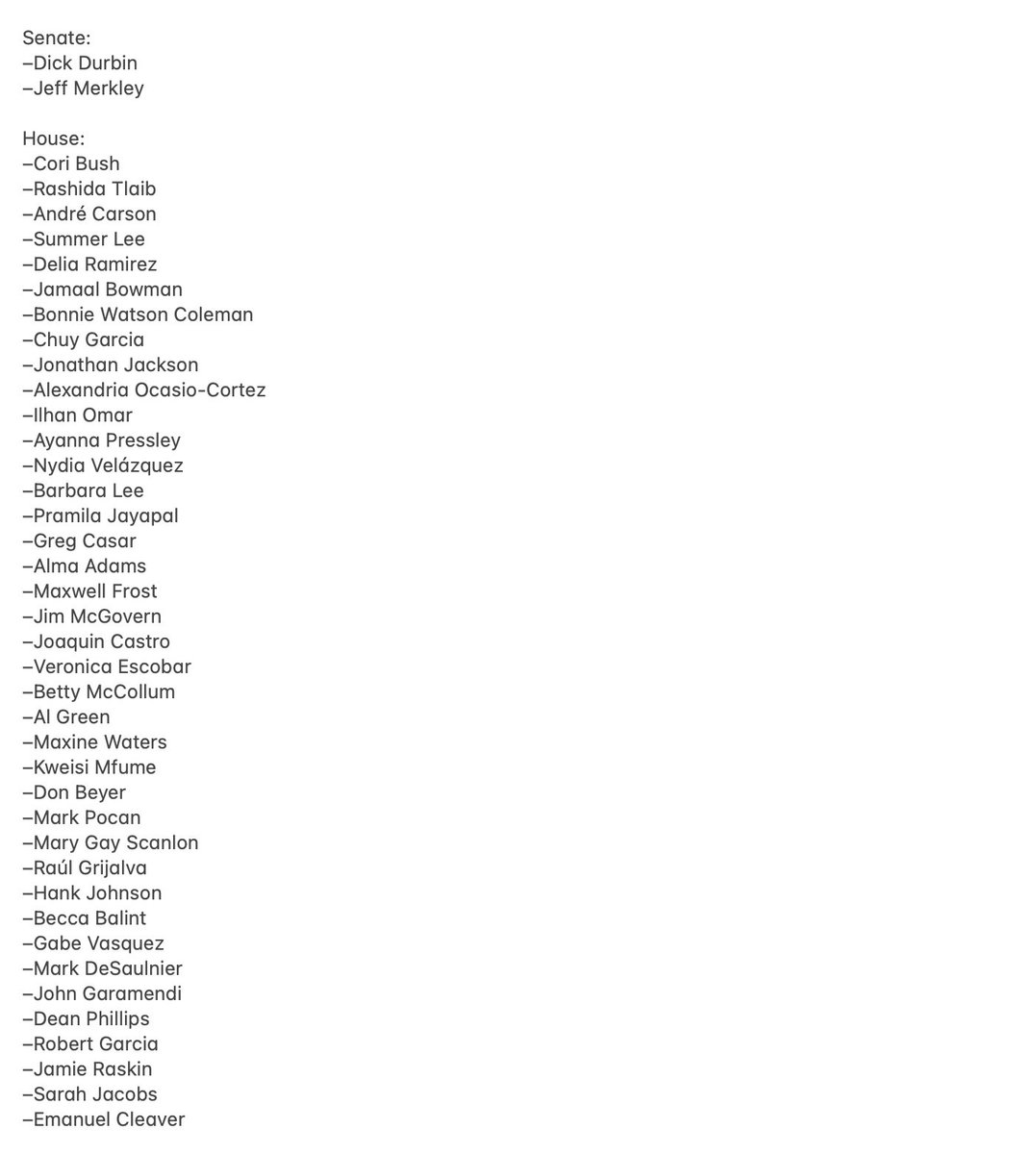 NEW—With Jeff Merkley, 41 members of Congress are now calling for a ceasefire. Merkley becomes the second Senator out of 100 to call for one. Last week's Reuters poll showed 68% of Americans backing a ceasefire, including ~75% of Democrats & 50% of Republicans.