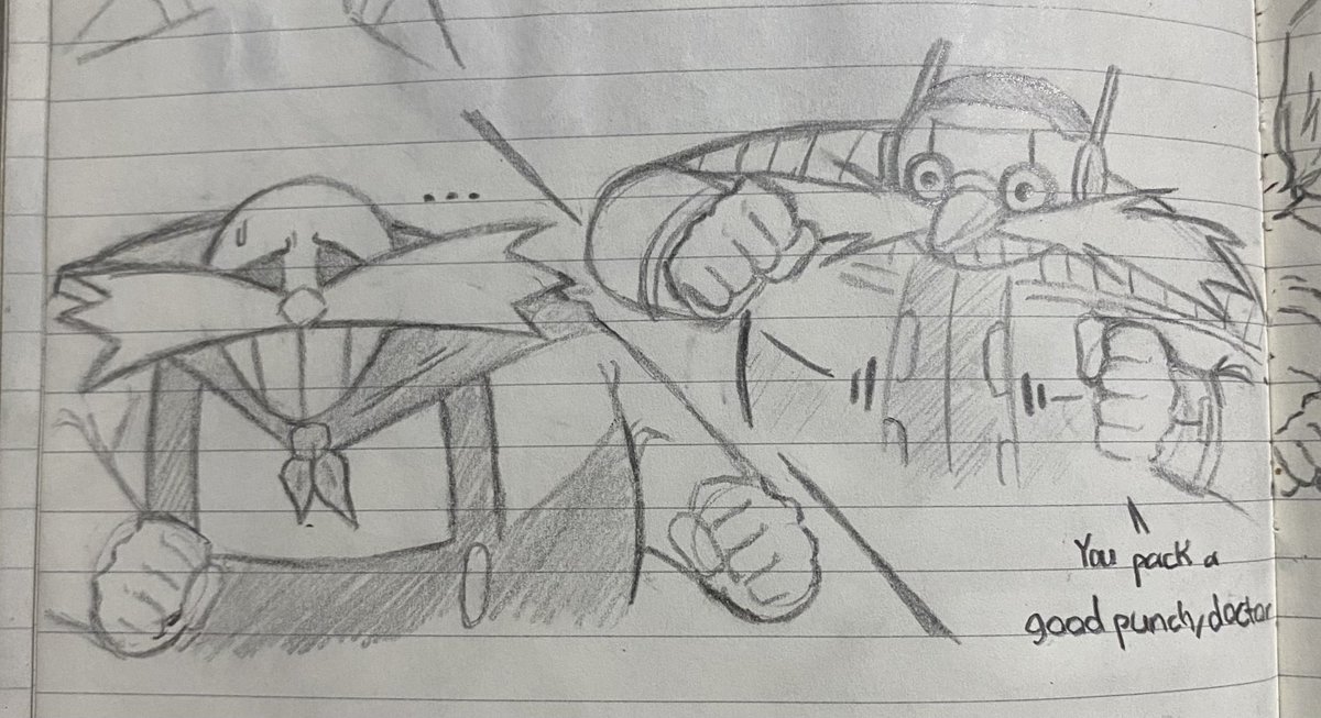 Old doodle of Poach interacting with Bloom