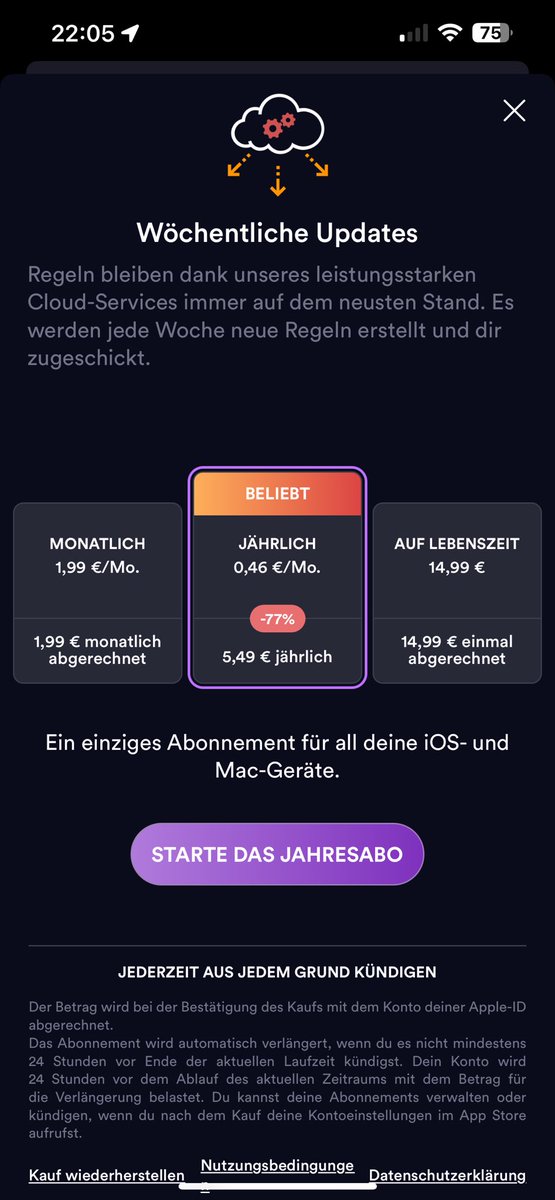 apfelbasti's tweet photo. @1BlockerApp I looked into App (iOS and MacOS). The subscription is cheaper? Or do I misunderstand something? https://t.co/fSfb6JpVdm