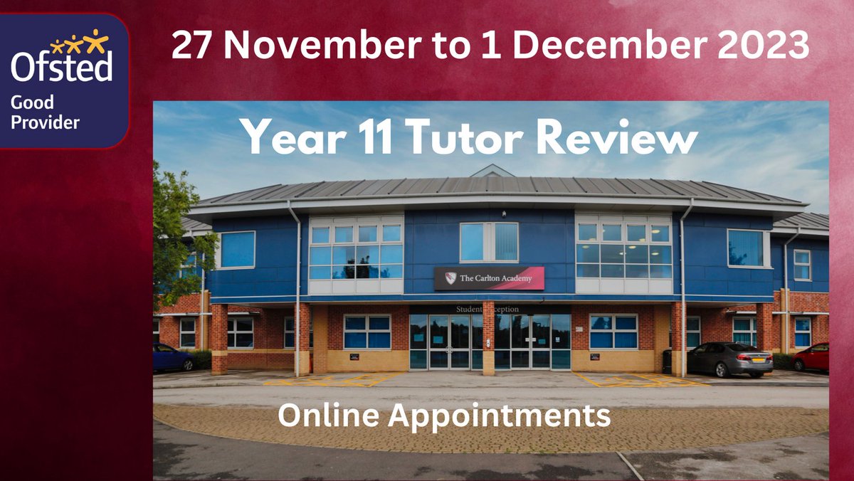 Year 11 parents - make sure you have made your ONLINE appointments. Book here - theacademycarlton.schoolcloud.co.uk