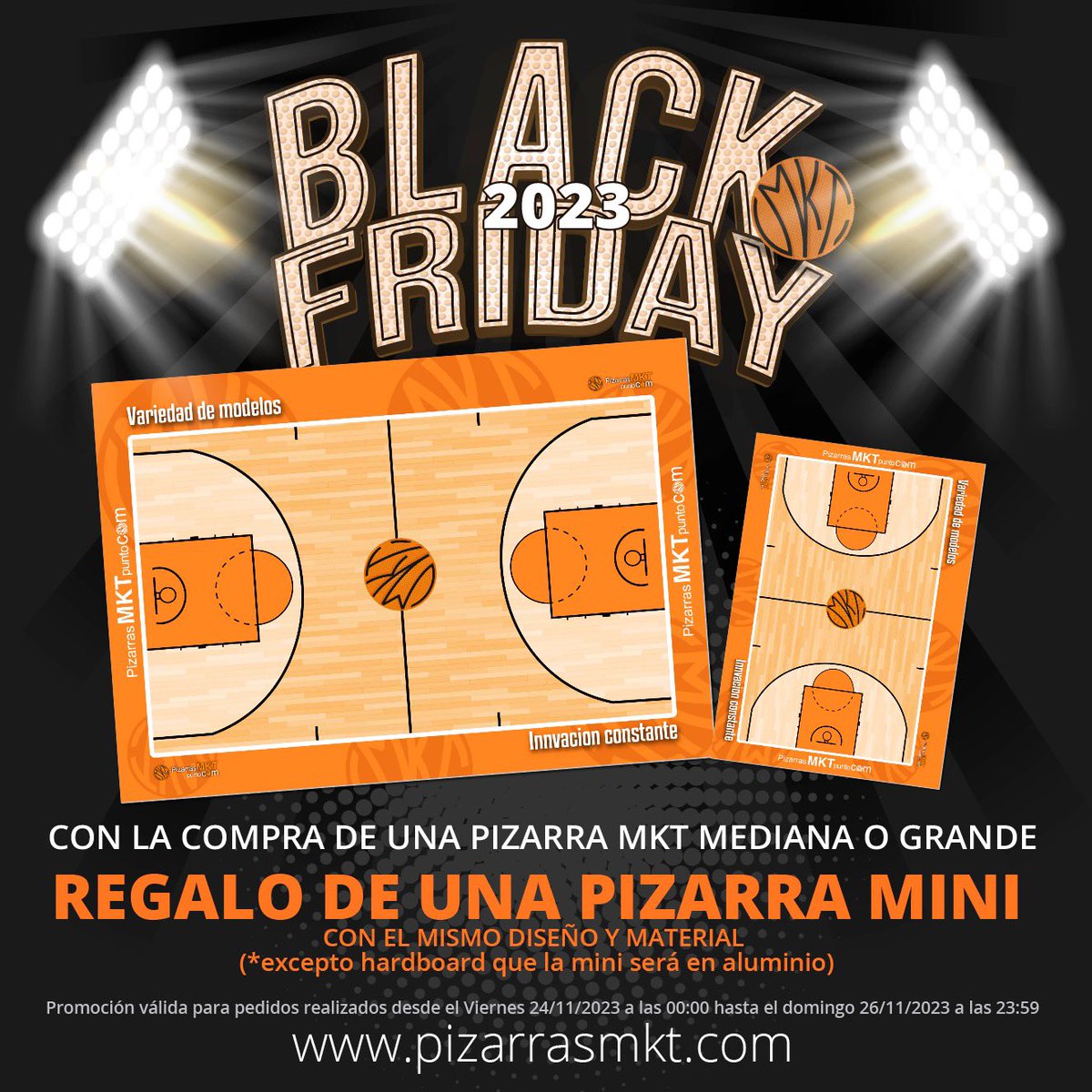 📣EL BLACK FRIDAY MÁS ESPERADO DARÁ COMIENZO ESTE VIERNES📣
🔝CON MINI PIZARRA GRATIS🔝
Desde el Viernes 24 a las 00:00 hasta el Domingo 26 a las 23:59 por cada pedido de #PizarrasPersonalizadas mediana o grande se regalará una MINI pizarra con el mismo diseño y material 🎁