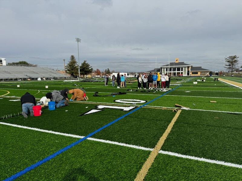 8th grade STEM and Industrial Arts classes got an up close look at how the turf is being installed. Thank you to Maumee Bay Turf for allowing our students to see a trade in action!