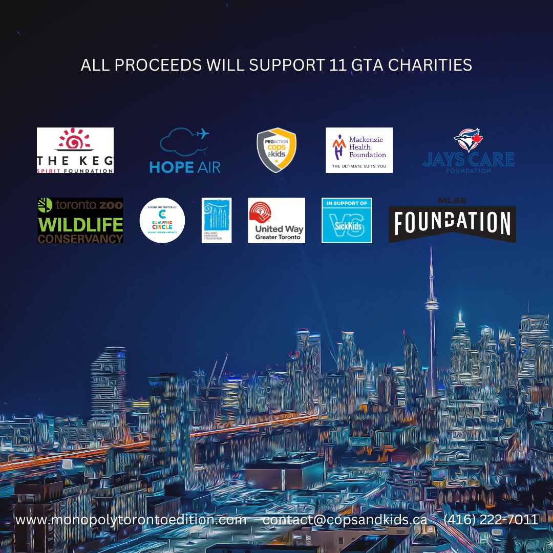 Best part? Your purchase supports 11 GTA charities, spreading joy and making a difference this holiday season.

FREE SHIPPING ends 11:59 pm TODAY!!

Visit: monopolytorontoedition.com

#toronto #monopolygame #blackfridaysale #holidaygiftideas #freeshipping #givingback