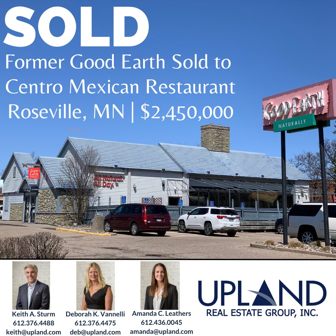 SOLD - Former Good Earth Location to Centro Mexican Restaurant in Roseville, Minnesota!

For more information: upland.com/resources/pdf/…