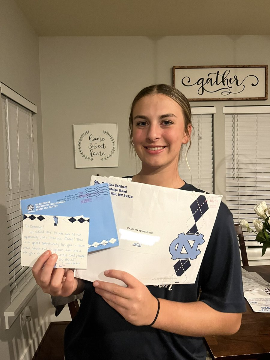 Thank you <a href="/UNCSoftball/">Carolina Softball</a> for the mail!! Super excited to attend one of your future camps and learn more about your program! <a href="/c_lyon22/">Corey Lyon</a> <a href="/coachmegsmith/">Megan Smith Lyon</a> <a href="/Maddie_Holub/">Maddie Holub</a> @Unity16uJohnson <a href="/UnityCoachJosh/">Josh Johnson</a> <a href="/ritalynngilman/">Rita Lynn Gilman</a>