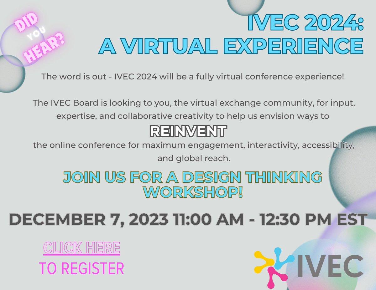 We want to hear from you! Join us for an IVEC 2024 Design Planning Workshop. Click below to register (or enter this link in your browser: lnkd.in/gsD76Pc9)