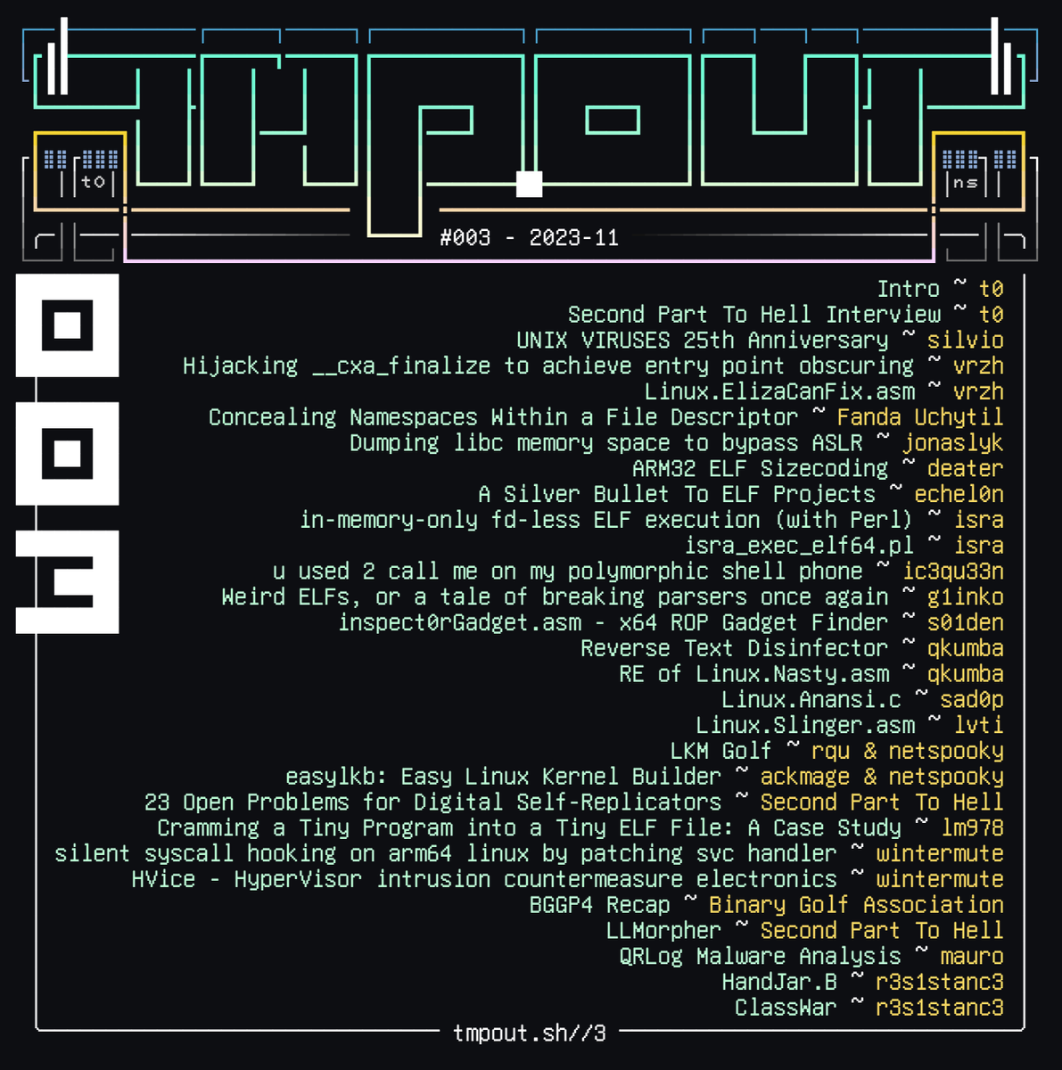 Check it out, it's tmp.0ut Volume 3! tmpout.sh/3/