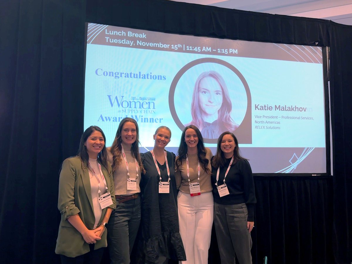 Stoked to share this photo of RELEX' Katie Malakhov at the Women In Supply Chain Award ceremony celebrating her well-deserved win alongside her proud colleagues 🤘💕

#SupplyChainLeadership #WomenInSupplyChainAward #WomeninSupplyChainForum2023 #WISC2023