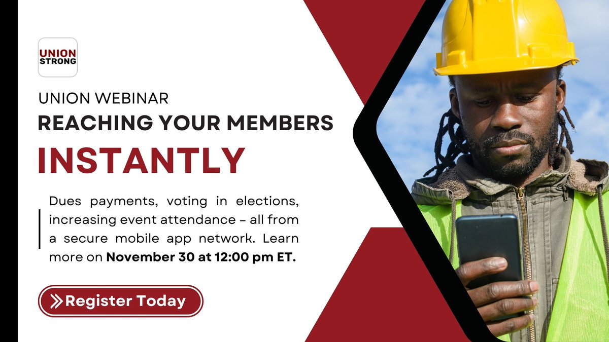 Our last webinar of 2023 is next Thursday, November 30th! 

Follow the link below to save your seat and learn how your Union can start 2024 with a simple and secure mobile app.

unionstrongapp.com/webinar
#UnionStrong #Union #SaaS