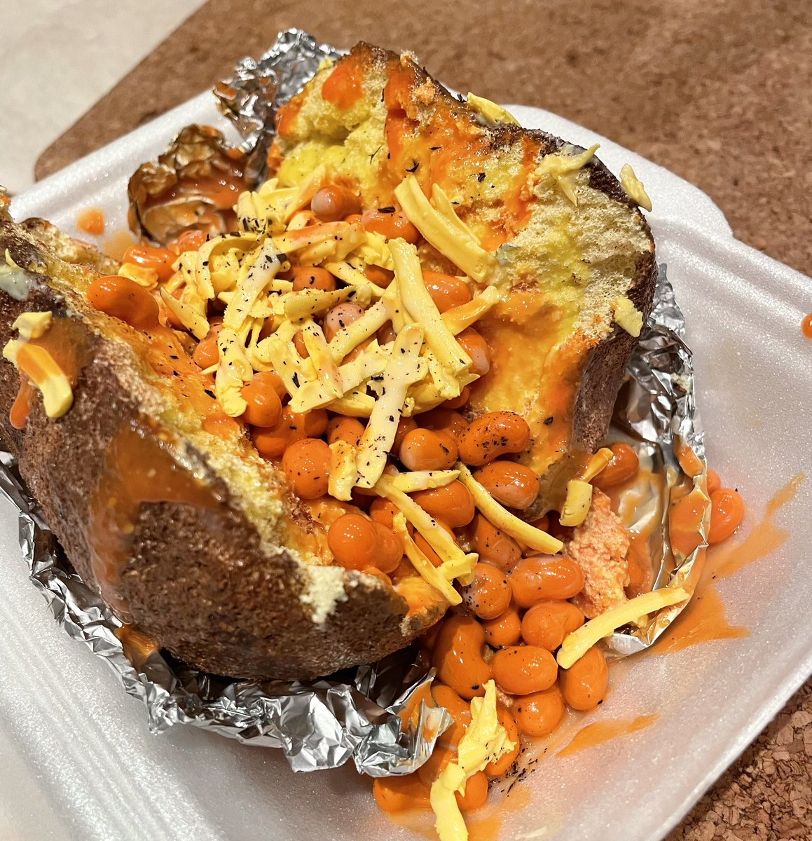 I got back in the workshop this weekend and I made a fake baked potato with beans and cheese, it was nice to make again x