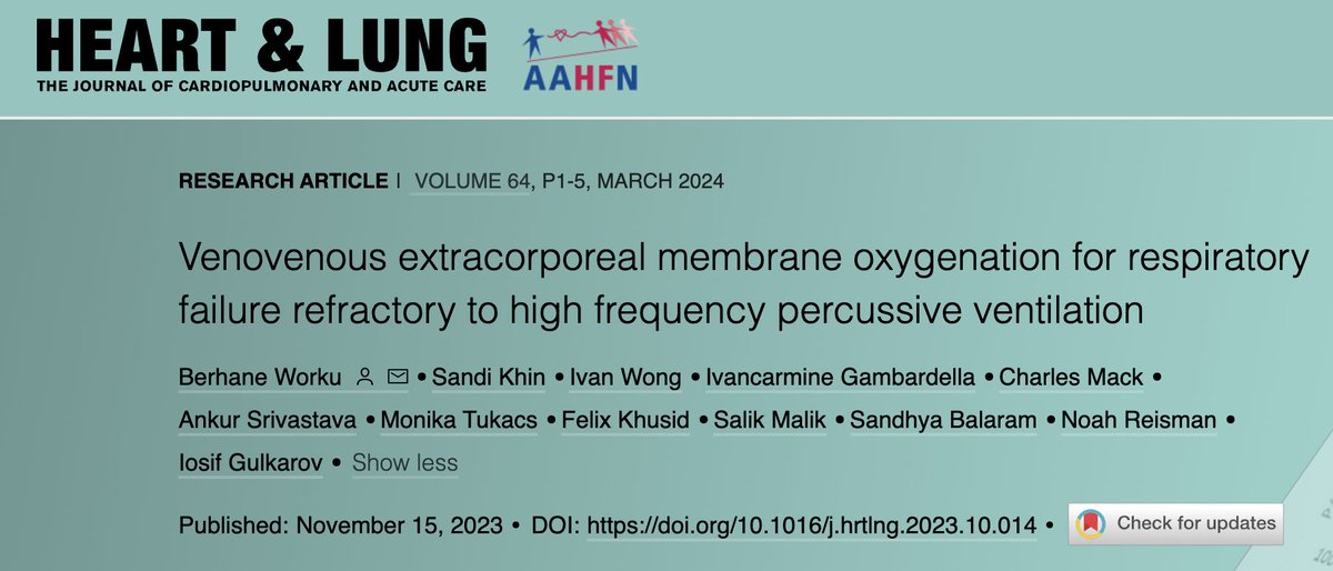 Monika Tukacs (@mtecmo) on Twitter photo What is your IMV strategy pre VV #ECMO? HIgh frequency percussive ventilation is not commonly used. Or is it? It may be an effective bridging strategy, and even avoiding #VVECMO. heartandlung.org/article/S0147-…
<a href="/ELSOOrg/">ELSO</a> <a href="/EuroELSO/">EuroELSO</a> <a href="/asaiojournal/">asaiojournal</a> <a href="/WeillCornell/">Weill Cornell Medicine</a> <a href="/WCM_CTSurgery/">Weill Cornell Medicine Cardiothoracic Surgery</a> <a href="/nyphospital/">NewYork-Presbyterian</a> What is your IMV strategy pre VV #ECMO? HIgh frequency percussive ventilation is not commonly used. Or is it? It may be an effective bridging strategy, and even avoiding #VVECMO. heartandlung.org/article/S0147-…
<a href="/ELSOOrg/">ELSO</a> <a href="/EuroELSO/">EuroELSO</a> <a href="/asaiojournal/">asaiojournal</a> <a href="/WeillCornell/">Weill Cornell Medicine</a> <a href="/WCM_CTSurgery/">Weill Cornell Medicine Cardiothoracic Surgery</a> <a href="/nyphospital/">NewYork-Presbyterian</a>