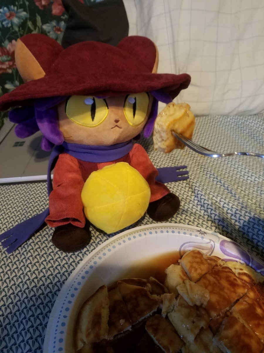 Niko's enjoying some delicious pancakes!!!