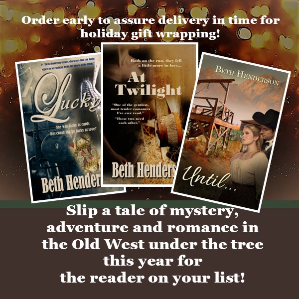 Beth__Henderson's tweet photo. #HistoricalRomance and #Suspense in the 19th century #OldWest #Adventure #Pinkertons #Deception #Texas #Idaho gold camp #mystery
LUCKY https://t.co/MFSbBup7j4
UNTIL . . . https://t.co/r7vzCrEkvC
AT TWILIGHT https://t.co/oX0RCMxQfg https://t.co/UzG3x62Q2o
