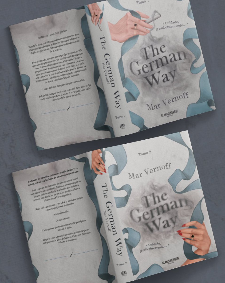 MeganHerzart's tweet photo. ⭐¡Feliz lunes!
Comentando de regreso sobre la dulogía #TheGermanWay: ¿sabian que ambas cubiertas (al tener ambos tomos) juntan los listones azules, y así, las manos de los protagonistas? ❤️
⭐ Este diseño fue para @marvernoff que publicará su novela junto a @EditorialByN https://t.co/LdYXKwHdke
