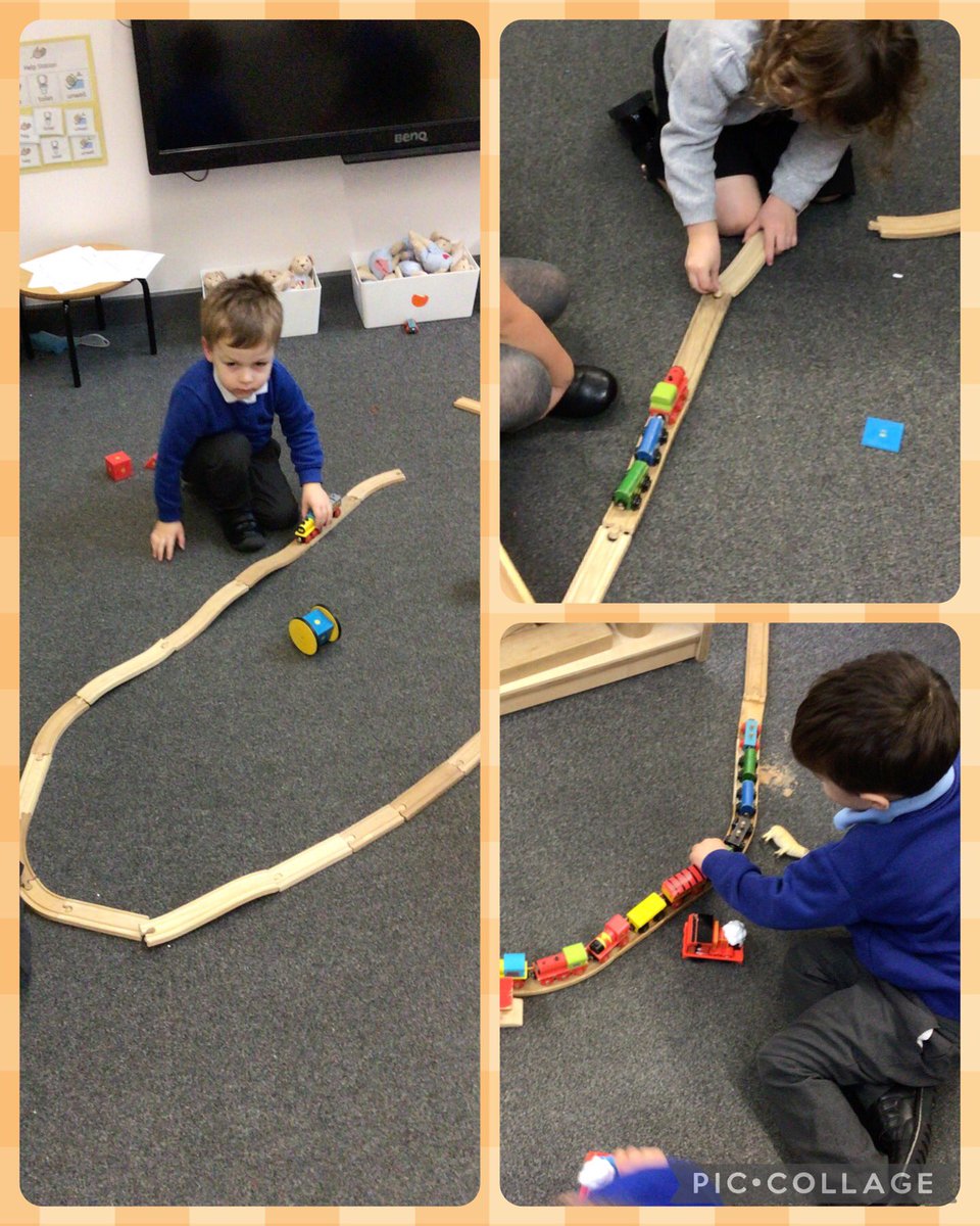 We enjoyed building a train track to go on a train ride. 🚂 #smallworldplay #EYFS