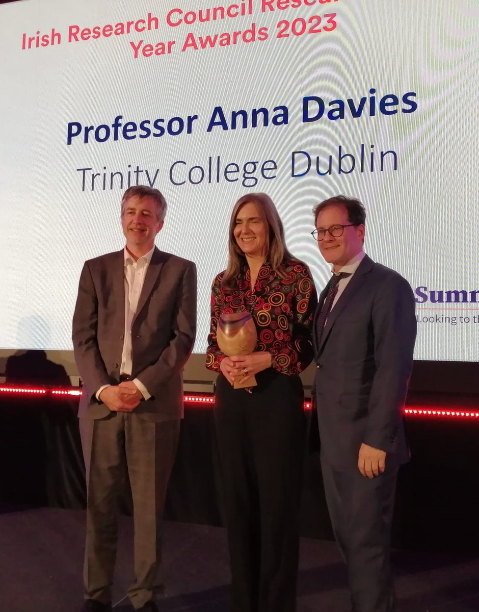The winner of IRC Researcher of the Year 2023 Impact Award is Professor Anna Davies. Many congratulations, Anna! @AnnaRDavies @TCD_Geography #LoveIrishResearch