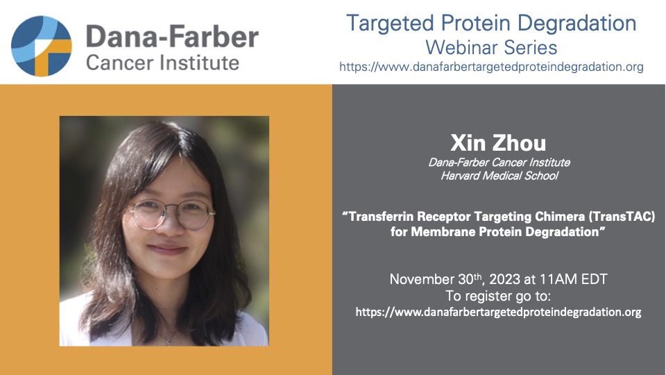 Looking forward to having @xinzhoulab join us in our next TPD seminar to share some of the work that is happening in her lab here in the @DFCI_ChemBio and @DFCI_CancerBio departments!