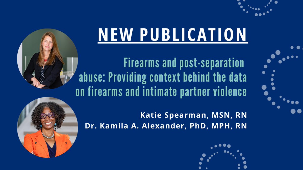 New Publication Alert! GWHGE Affiliate @Kamilaalexander & #JHUSON PhD Candidate @KatieSpearmanRN explore firearm threats and coercion, affecting survivors' security post-abusive relationship. Read the full article here: onlinelibrary.wiley.com/doi/10.1111/ja… #Research #DV #GunViolence