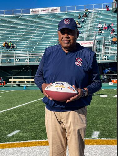The MEAC and Norfolk State Honored South Carolina State Coach Buddy Pough in a Pregame Ceremony at Norfolk State. 
* Pough Retiring, 22-year run with the Bulldogs
* 3 Black College Football National
* 8 MEAC Championships
* 4× MEAC Coach of the Year